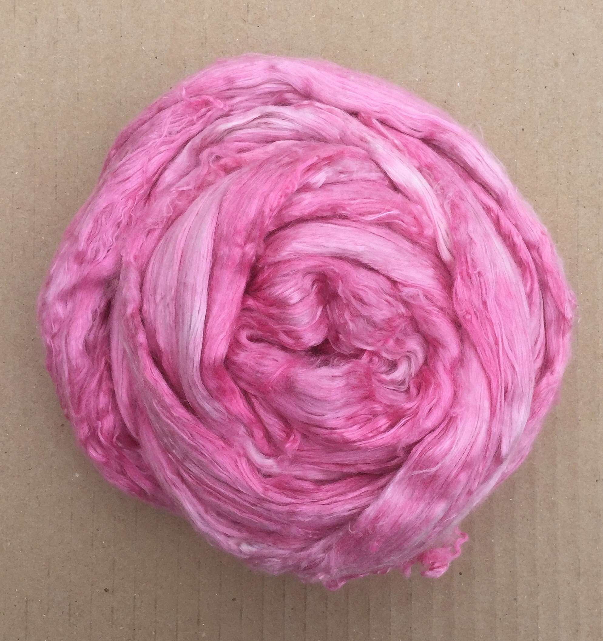 Silk Brick, Hand Dyed A1 Mulberry Silk Tops, Spinning, Feltmaking, Silk