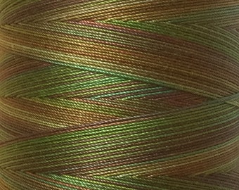 Hand Dyed Cotton Machine Quilting Thread, Machine Embroidery Thread, Eygyptian Cotton 40 weight, 750m (820yds) Colour Green Multi Mix, SM01