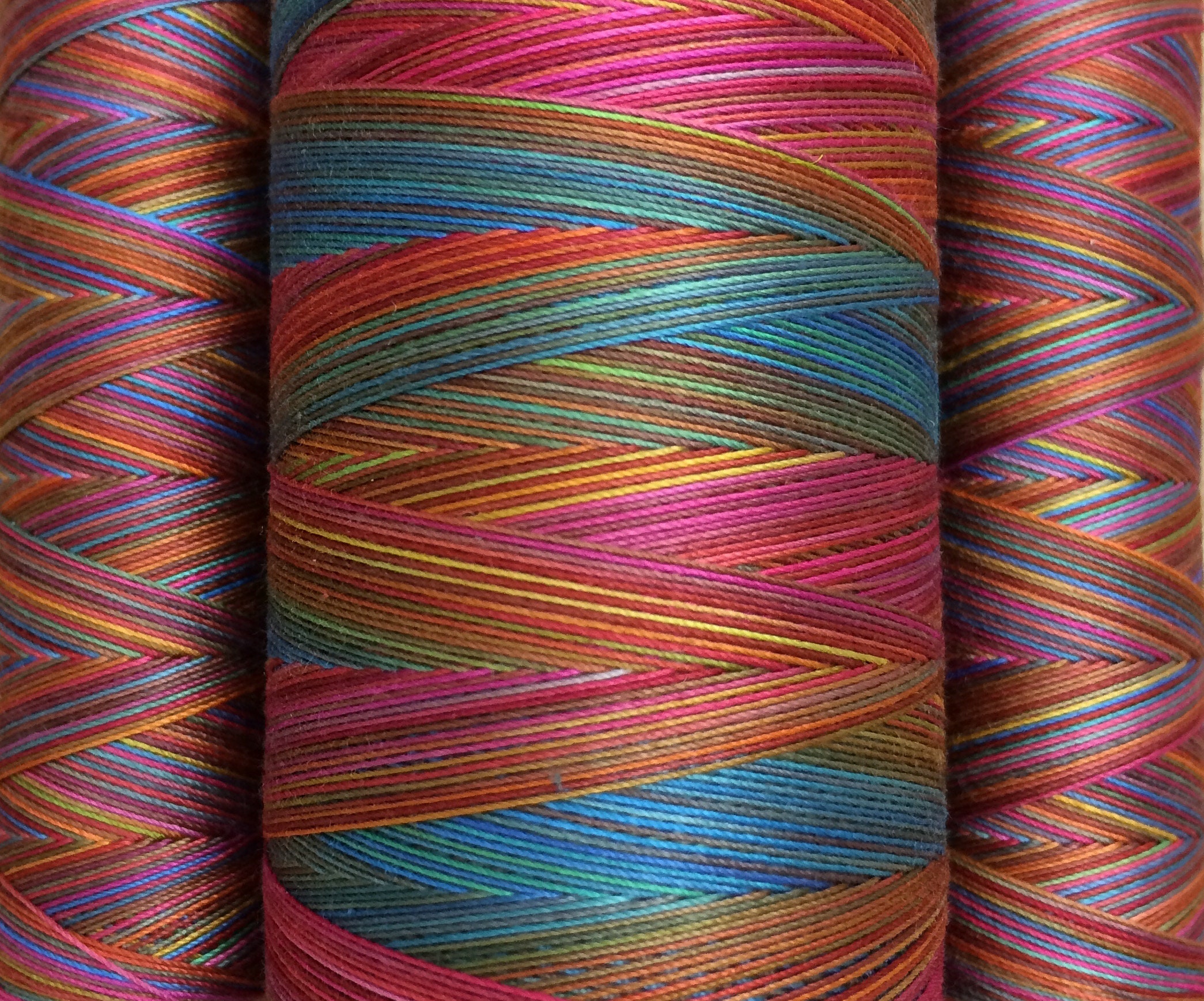 Multicoloured, Hand Dyed Cotton Machine Quilting Thread, Machine