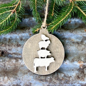 Farm Animal Ornament, Christmas Ornament, Farmhouse Christmas Ornament