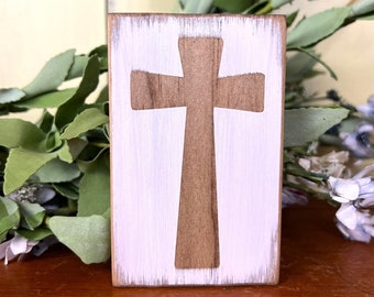 Cross Sign, Easter Decor, tiered tray decor