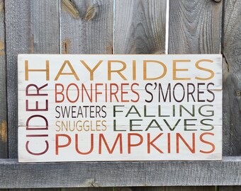 Fall Words Sign, Farmhouse Fall Sign, Rustic Fall Sign