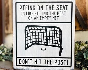 Hockey Bathroom Sign, MADE TO ORDER, Don’t Hit The Post, Funny Hockey Sign, Funny Bathroom Sign