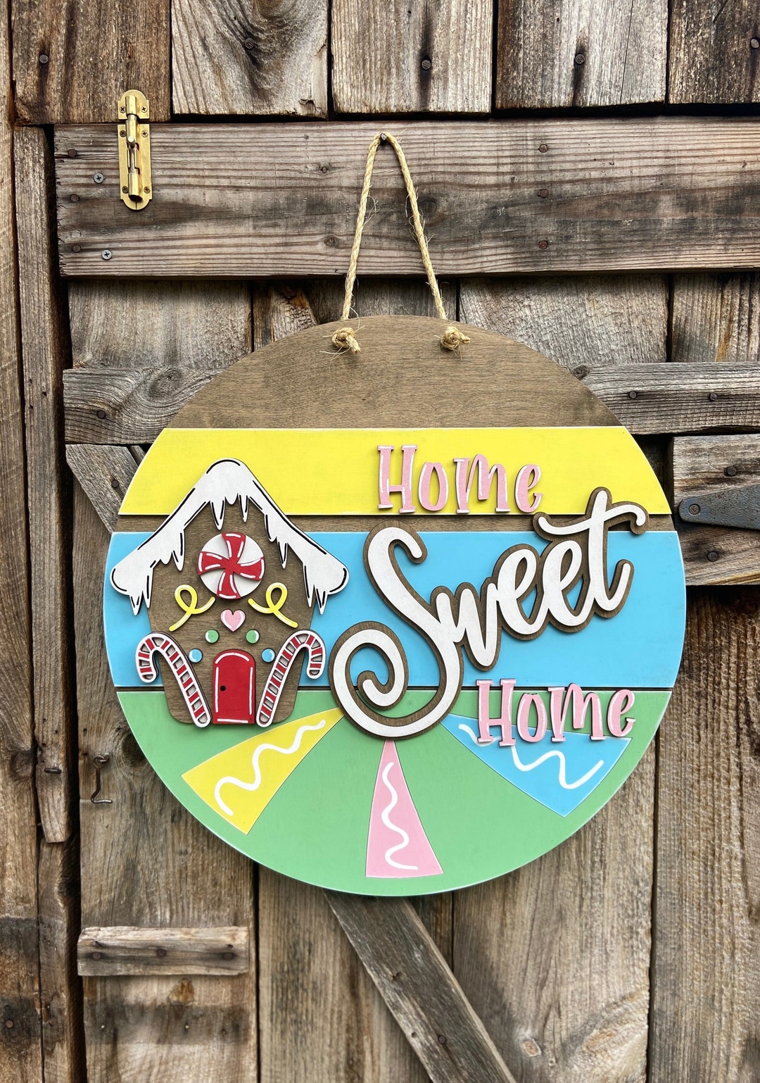 Home Sweet Home Sign, Christmas Door Hanger, Gingerbread House Decor - Etsy