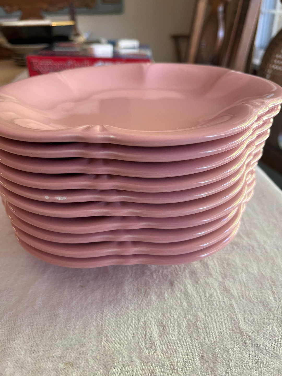 pink-plates-set-of-8-flower-etsy