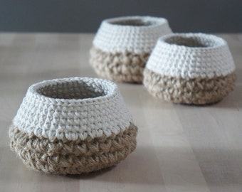 Tiny Crochet Basket - Crochet Pattern - Jute Crochet Basket