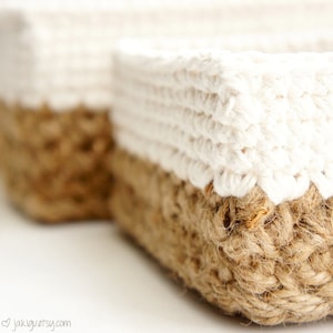 Square Stacking Baskets Set JaKiGu PDF Crochet Pattern 303 Jute and Cotton Nesting Baskets DIY Instructions image 2