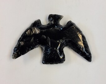 Molded Thick Black Glass Button Shank Repair Eagle Head