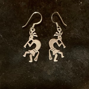 kokopelli sterlingzilveren oorbellen, kokpelli-oorbellen, kokpelli-oorbellen, kokopelli-sieraden, vruchtbaarheidsoorbellen, vruchtbaarheidssieraden