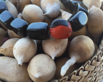 Obsidian bracelet, peyote bracelet, red seed bracelet,red & black seed bracelet,mens red bracelet, mens black bracelet, women's red bracelet