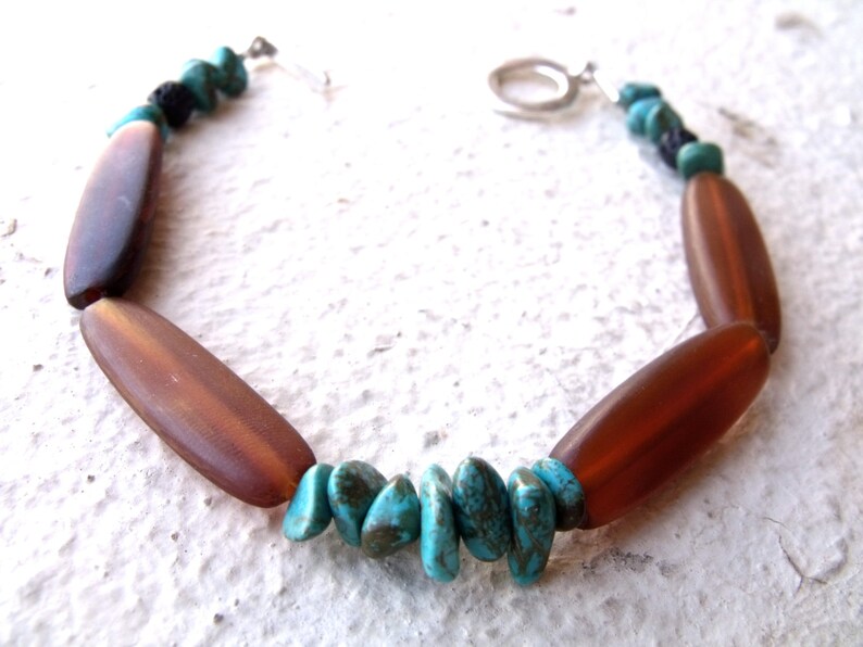 Men's bracelet animal horn and turquoise animal horn Etsy