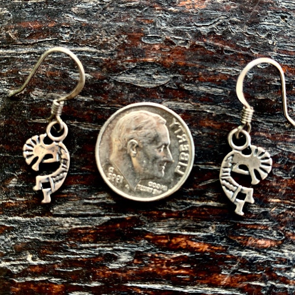 Small silver kokopelli earrings, kokpelli earrings, kokpelle earrings, kokopelli jewelry, kokpelli, fertility earrings, fertility jewelry,