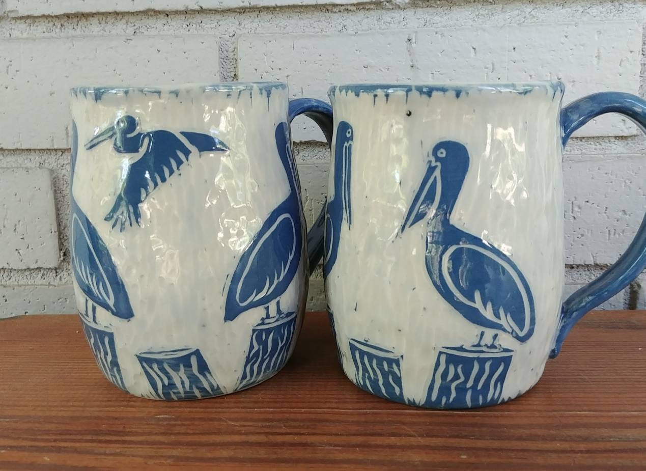 Blue pelican mug