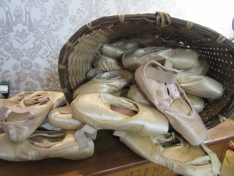 Vintage Ballet Slippers, 1 pair vintage, worn, performance, well worn and once-loved Ballerina Silky Creamy Pointer Dancing Slippers image 1