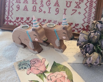 Darling Bear in Party Hat Candle Holder - Celebrate - Birthday - Happy Bear!