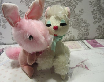 Vintage One Choice - Pink Bunny Retro Japan or Sweet White Poodle - Soft and Collectible - Estate Find