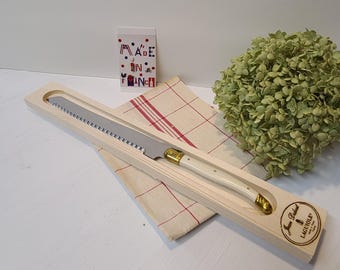 Cuchillo para pan francés: mango color marfil, hoja de acero inoxidable - Regalo para panaderos