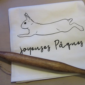 Happy Easter! Handmade French Lapin Joyeuses Paques Cotton Kitchen Cuisine Towels Made Exclusively for Confectionique/Great Kitchen Supply