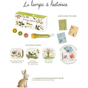 Molin Roty Le Jardin Storybook Torch Set comes with three story discs to tell three different tales about the exciting outdoor creatures