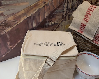 La Grande Epicerie Paris Cotton Canvas Lunch Bag, Crossbody Tote Bag