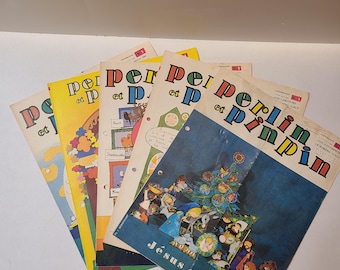 Vintage Collection of 5 Perlin et Pinpin French Children's magazines 1960s