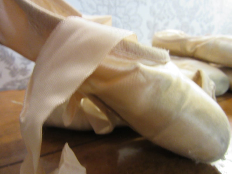 Vintage Ballet Slippers, 1 pair vintage, worn, performance, well worn and once-loved Ballerina Silky Creamy Pointer Dancing Slippers image 9