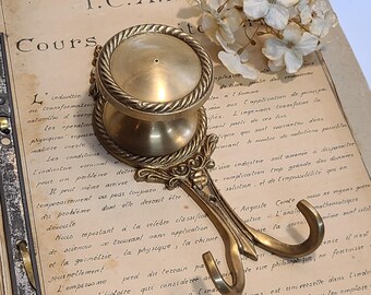 Vintage Brass-Like Doorknob Hook, Heavy Duty Metal (8x3" )