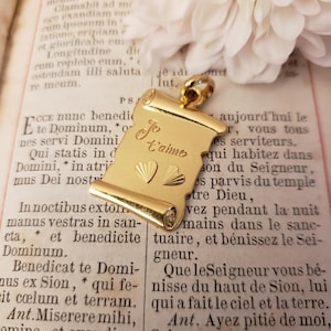 Prachtige authentieke Franse Je t'aime (I Love You) gouden messing metalen vintage bedel. Marktvondst in Parijs: keuze!