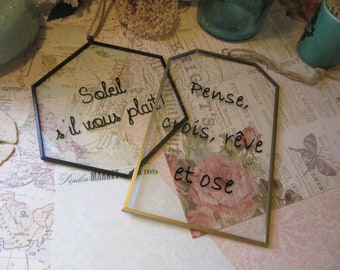 French Suncatcher - Imported from France with a Sentiment in Français! French Decor -French Farmhouse Decor - Perfect for Cottage