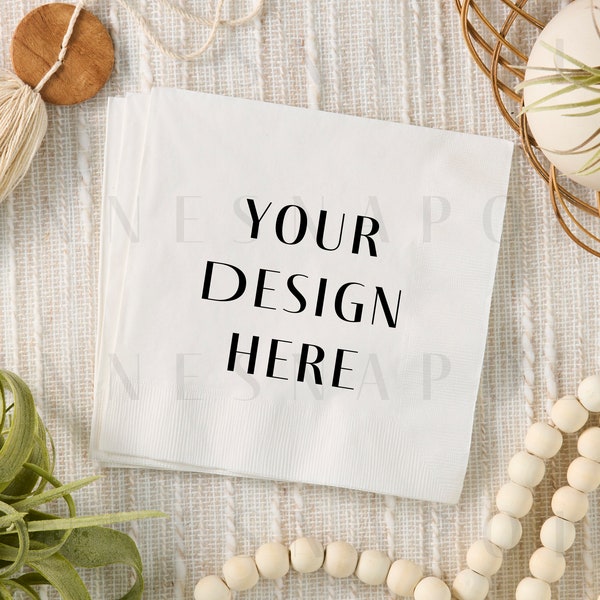 Paper Napkin Mockup Digital Download Wedding Birthday Bruch Party Supplies Boho Print on Demand