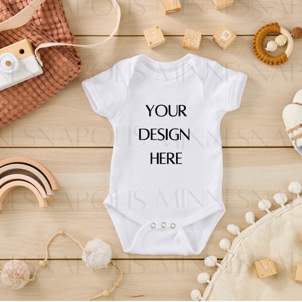 Baby Onesie Mockup Digital Download Print on Demand Gender Neutral Onesie Earthtone Brown Terracotta