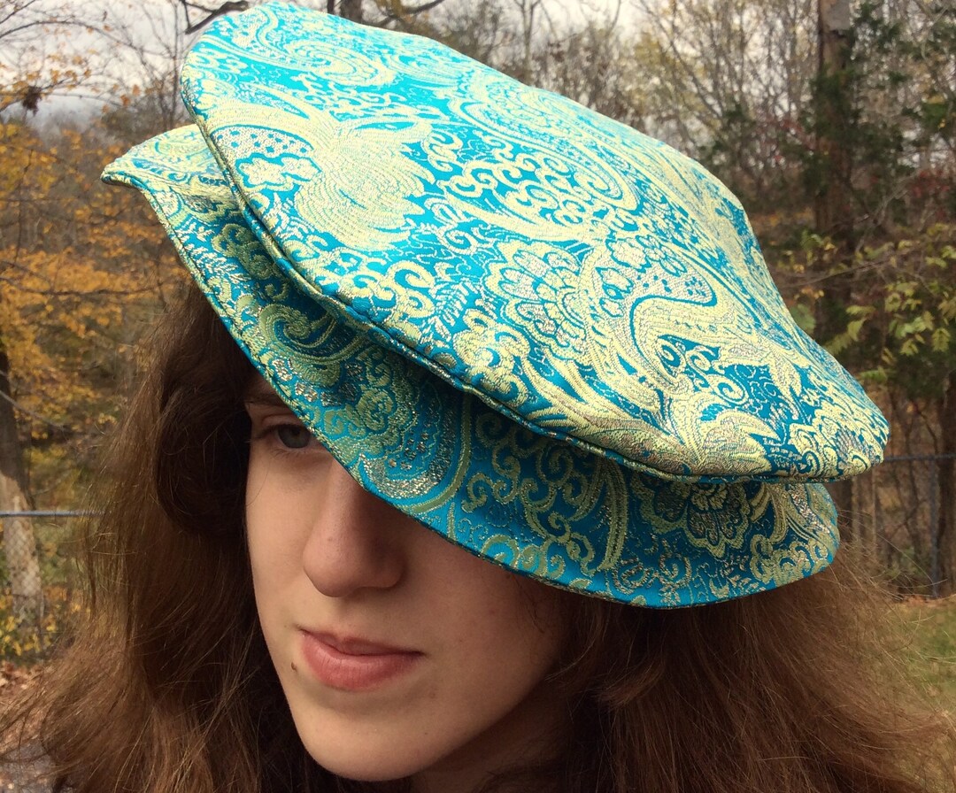 Golden Paisley Teal Renaissance Hat Tudor Flat Cap - Etsy