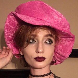 Gleaming Pink Velvet Renaissance Hat Tudor Flat Cap SMALL