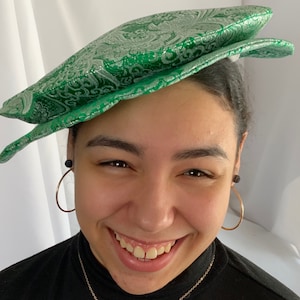 Green & Silver Renaissance Tudor Flat Cap