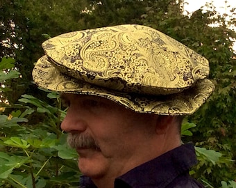 Golden Paisley Renaissance Hat Tudor Flat Cap