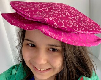 Child's Candy Pink Swirls Renaissance Tudor Flat Cap