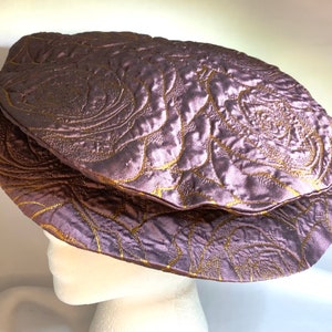 Gold Embroidered Plum Renaissance Tudor Flat Cap