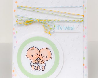 twin baby card etsy