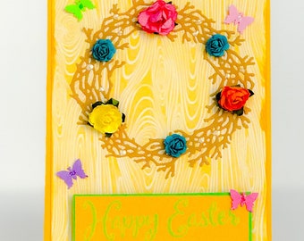Handmade Easter Card, Easter Wreath, Spring Card, Floral Wreath, Easter Card, General Easter Card, Easter, Spring