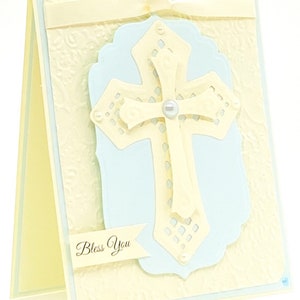 Handmade Baptism Card, Boys Baptism, First Communion Card, Confirmation Card, Christening Card, Boys Religious Card, Crosses, Easter image 4