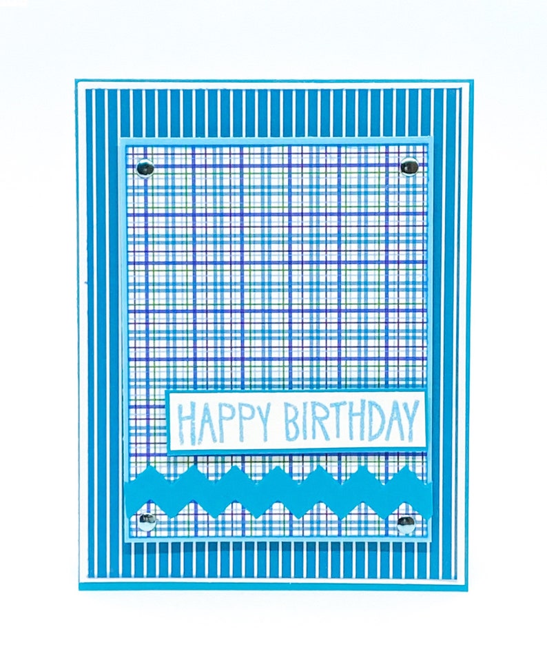 Teen Boy Birthday Plaid Birthday Dad Birthday Mens Birthday Card Blue Plaid Masculine Birthday Husband Birthday Happy Mens Card