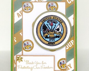 Handmade Military Card, Veterans Card, Military Promotion, Military Retirement, Army Card, US Military, Army, Soldier Card, Thank You Card
