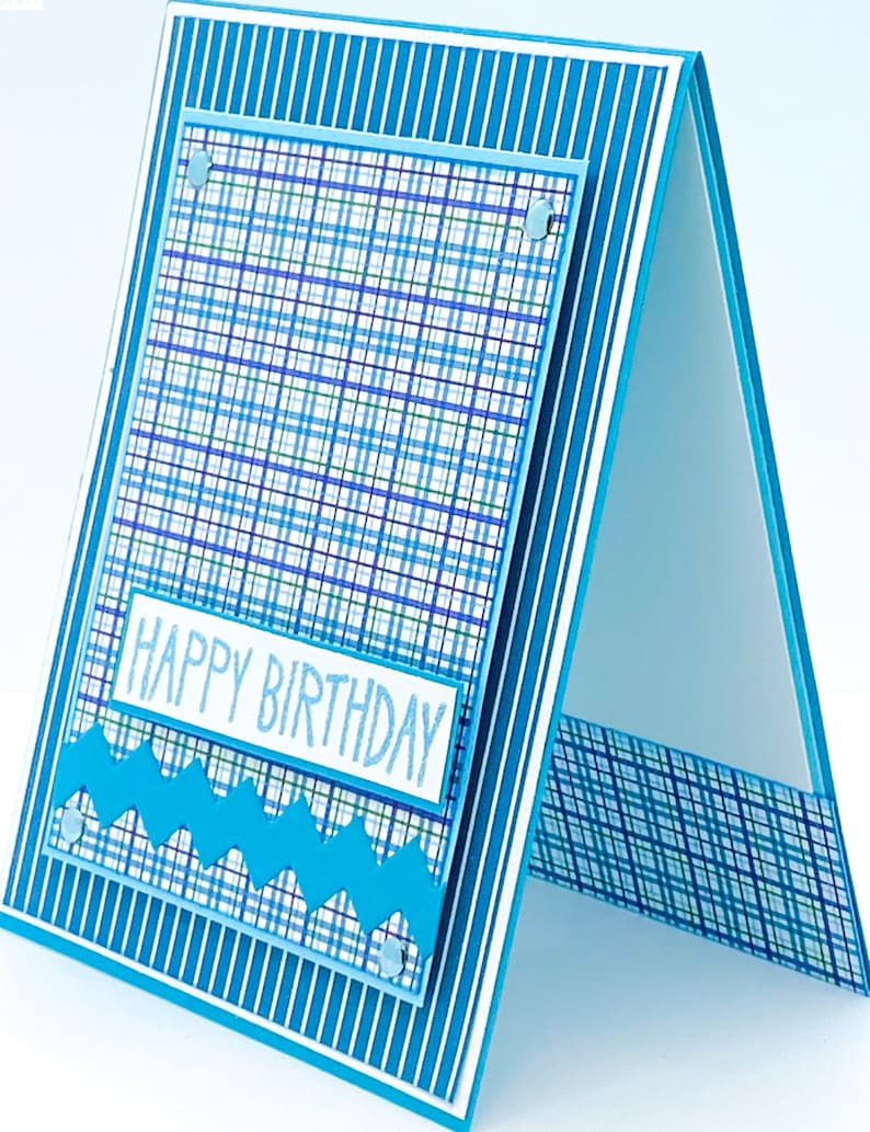 Teen Boy Birthday Plaid Birthday Dad Birthday Mens Birthday Card Blue Plaid Masculine Birthday Husband Birthday Happy Mens Card