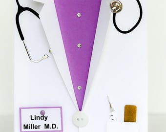 Handmade Medical School Graduation Card, White Coat Ceremony, Doctor Card, Physician Card, Female Doctor, Doctor Thank You, Veterinarian