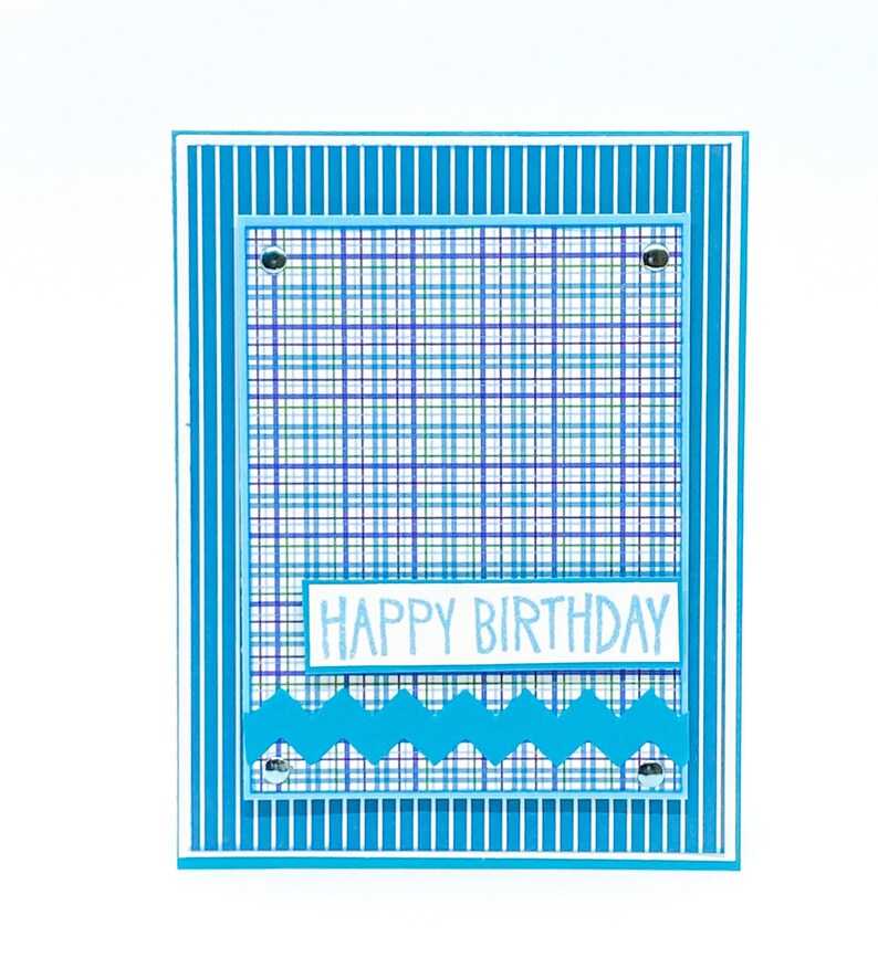 Teen Boy Birthday Plaid Birthday Dad Birthday Mens Birthday Card Blue Plaid Masculine Birthday Husband Birthday Happy Mens Card
