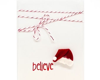 Christmas Cards Handmade, Believe Holiday Card, Santa Hat, Kids Christmas, Santa Card, Christmas Magic, Card for Christmas, Children Card