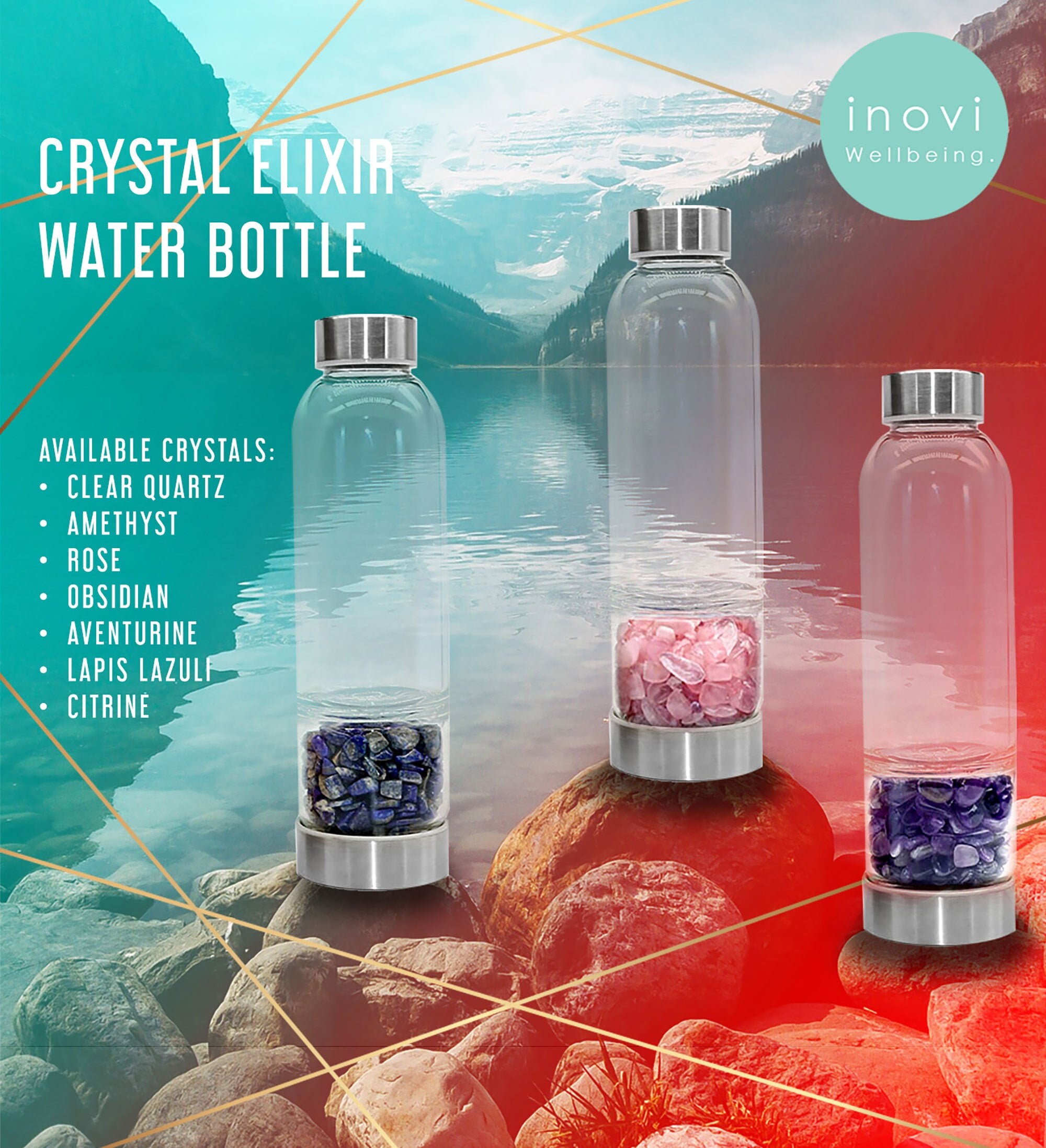 Crystal Infused Water Bottle / Energy Charged / Gemstones / Etsy