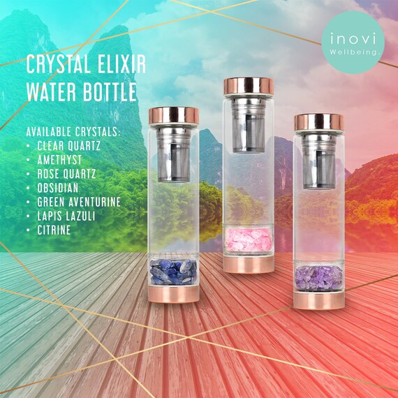 Rose Gold Crystal Elixir Water Bottle Tea Infuser Double | Etsy