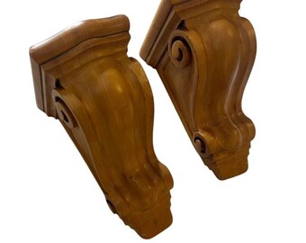 Enkeboll Designs Solid Wood Scroll Corbels Pair Brown Architectural 10.5 Inch