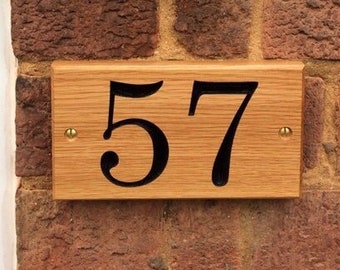 Details about  / Personalised Oak Carved  Wooden Home House Number Name Sign Plaque Outdoor plate